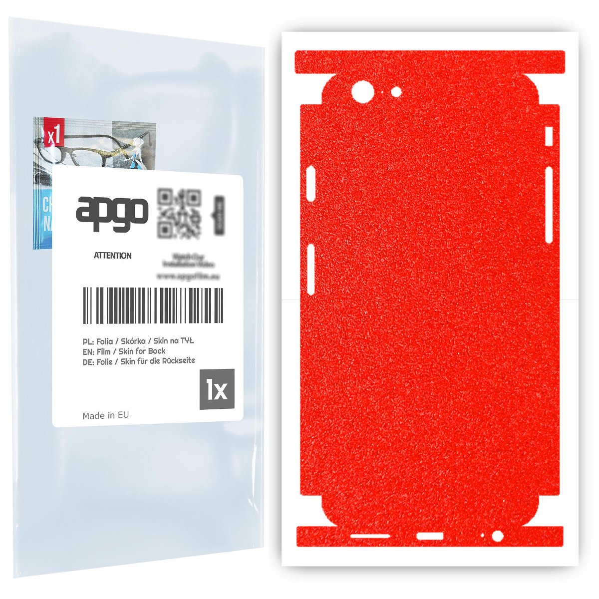 Folia naklejka skórka strukturalna na TYŁ+BOKI do Apple iPhone 6s -  Czerwony Pastel Matowy Chropowaty Baranek - apgo SKINS