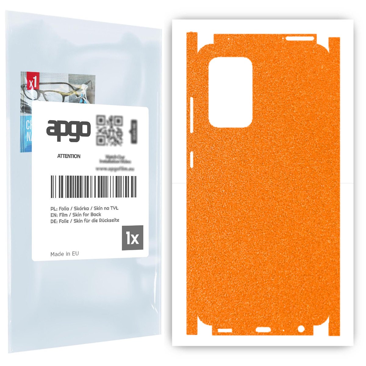 Folia naklejka skórka strukturalna na TYŁ+BOKI do Samsung Galaxy A52 4G -  Pomarańczowy Pastel Matowy Chropowaty Baranek - apgo SKINS