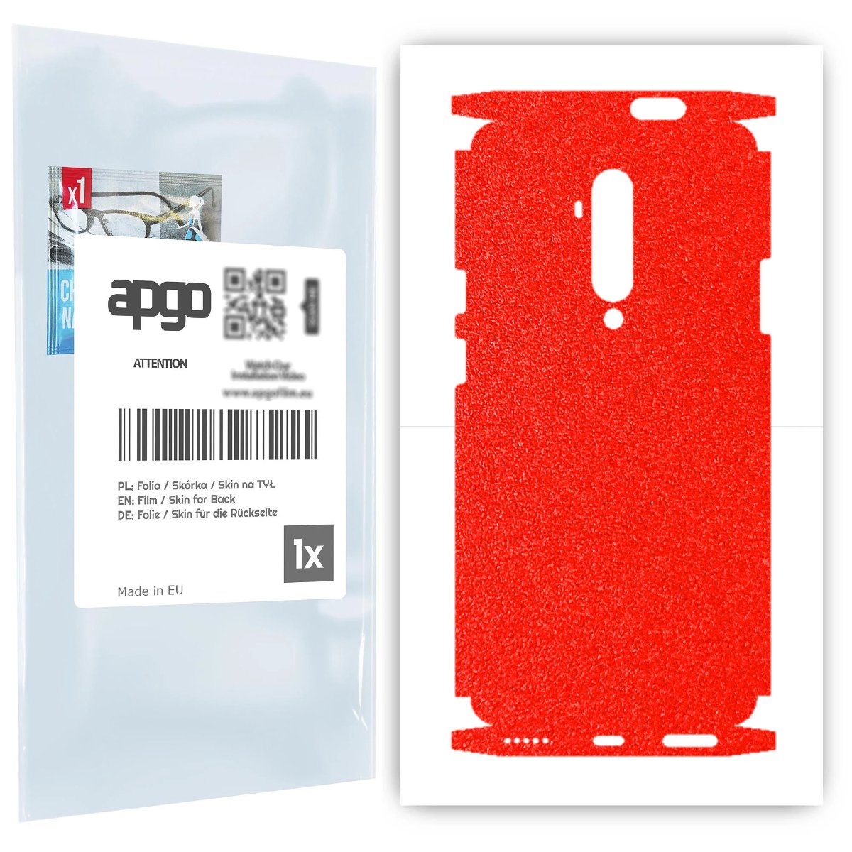 Folia naklejka skórka strukturalna na TYŁ+BOKI do OnePlus 7T Pro -  Czerwony Pastel Matowy Chropowaty Baranek - apgo SKINS