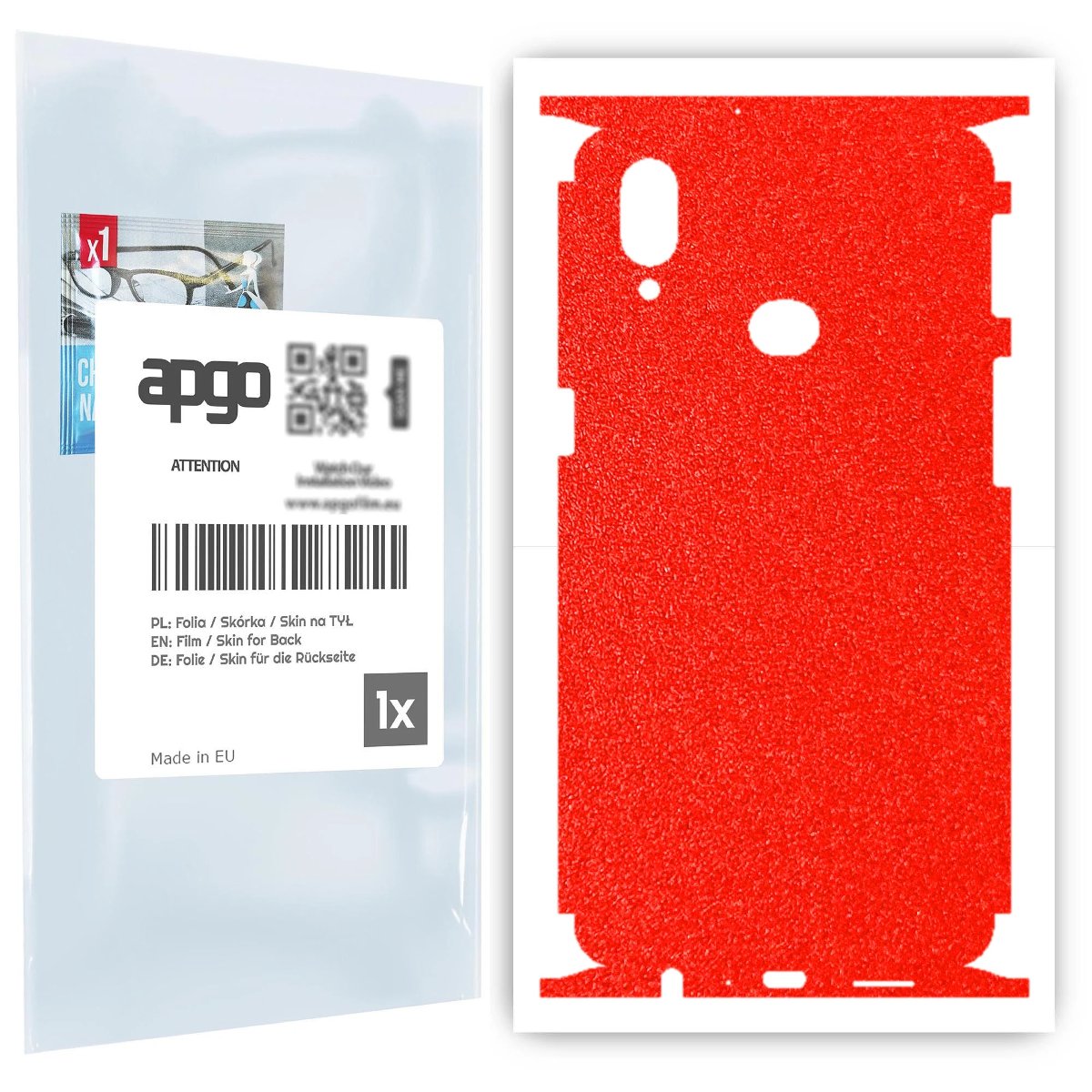 Folia naklejka skórka strukturalna na TYŁ+BOKI do Samsung Galaxy A10s -  Czerwony Pastel Matowy Chropowaty Baranek - apgo SKINS