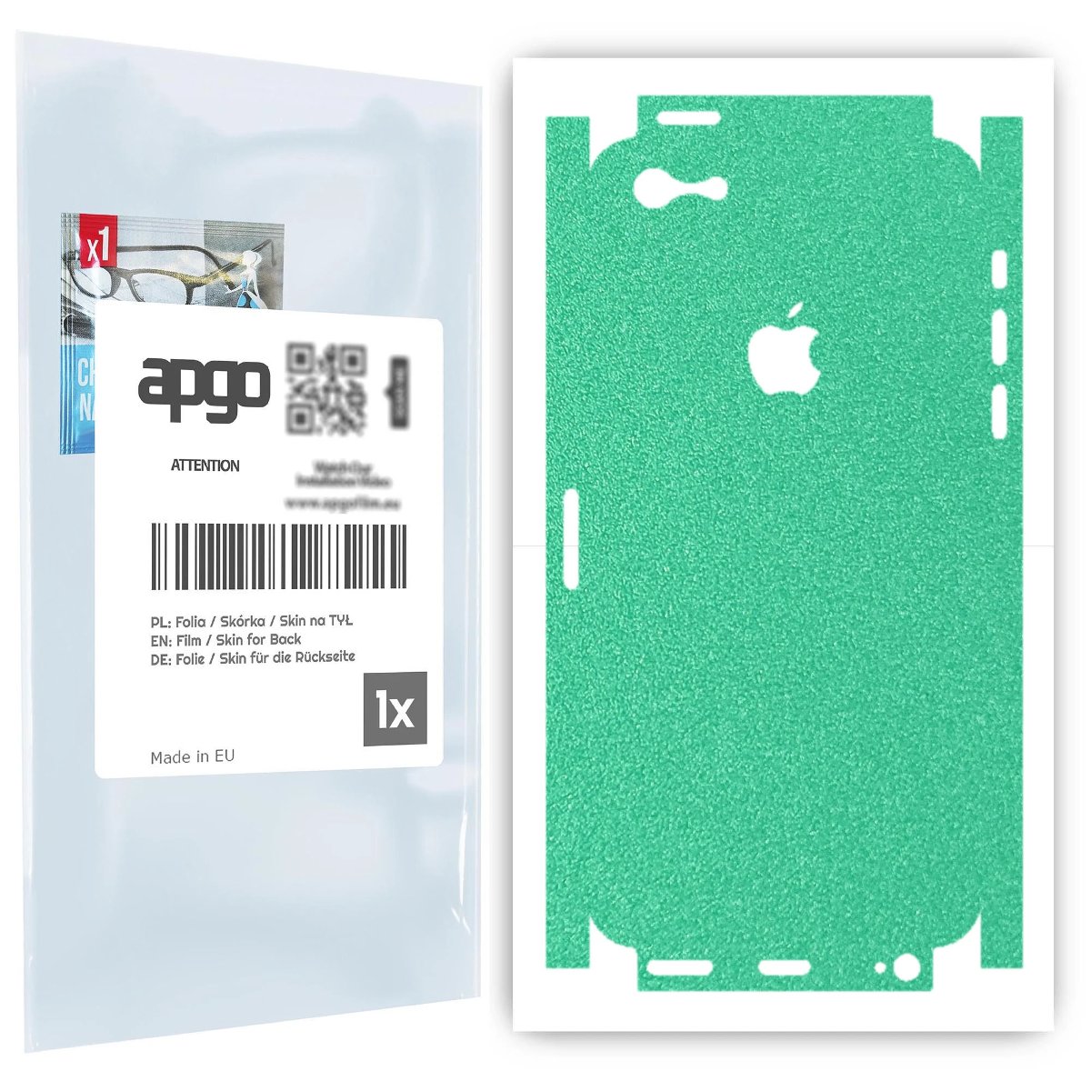Folia naklejka skórka strukturalna na TYŁ+BOKI do Apple iPhone 5 -  Seledynowy Pastel Matowy Chropowaty Baranek - apgo SKINS