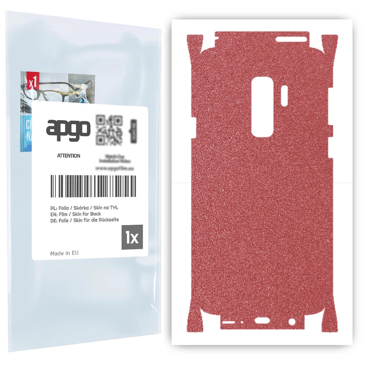 Folia naklejka skórka strukturalna na TYŁ+BOKI do Samsung Galaxy S9+ -  Różowy Pastel Matowy Chropowaty Baranek - apgo SKINS