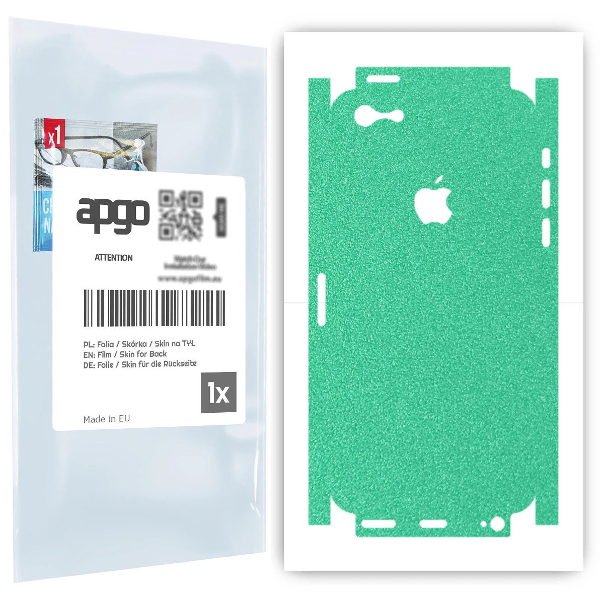 Folia naklejka skórka strukturalna na TYŁ+BOKI do Apple iPhone 5s -  Seledynowy Pastel Matowy Chropowaty Baranek - apgo SKINS