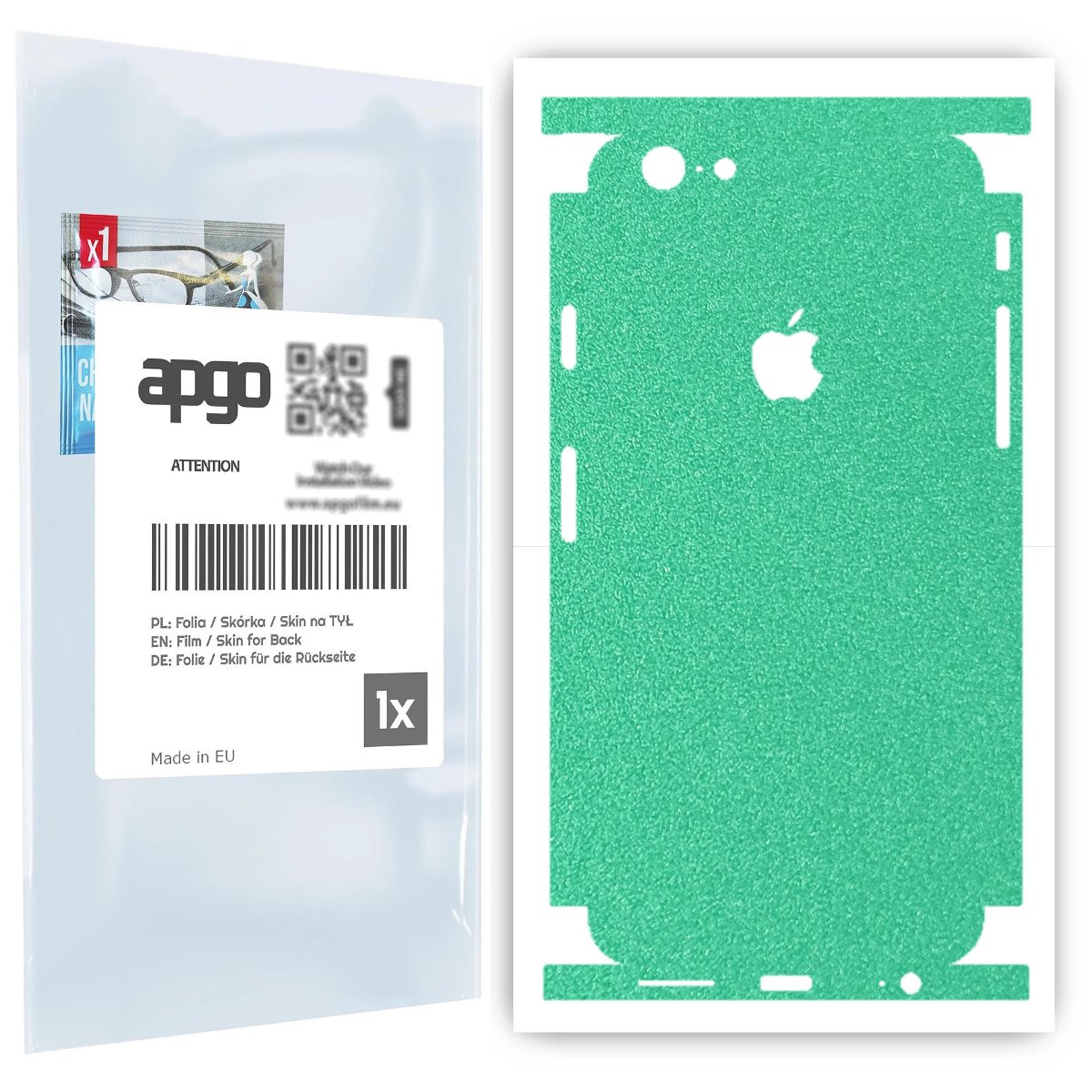 Folia naklejka skórka strukturalna na TYŁ+BOKI do Apple iPhone 6 -  Seledynowy Pastel Matowy Chropowaty Baranek - apgo SKINS