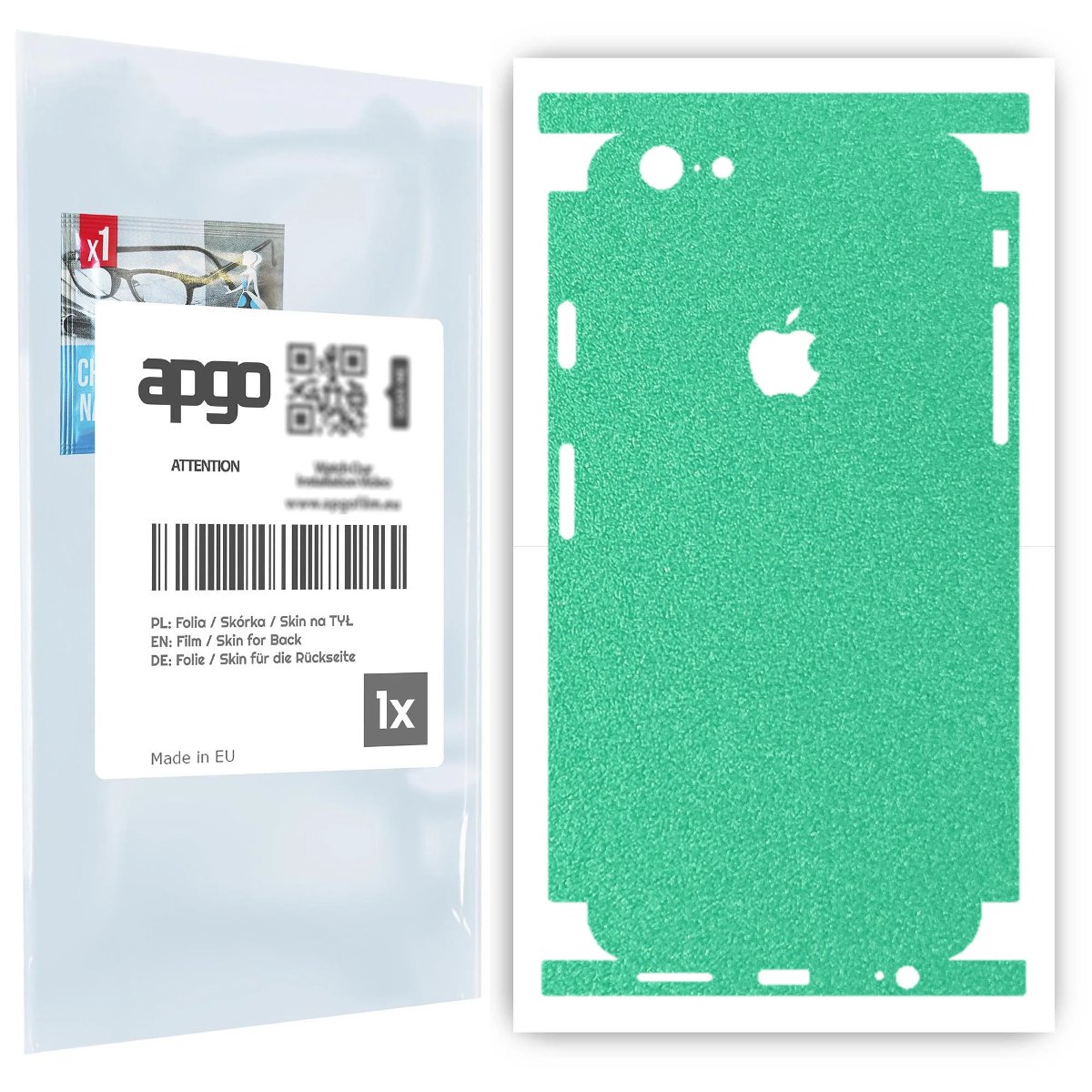 Folia naklejka skórka strukturalna na TYŁ+BOKI do Apple iPhone 6s -  Seledynowy Pastel Matowy Chropowaty Baranek - apgo SKINS