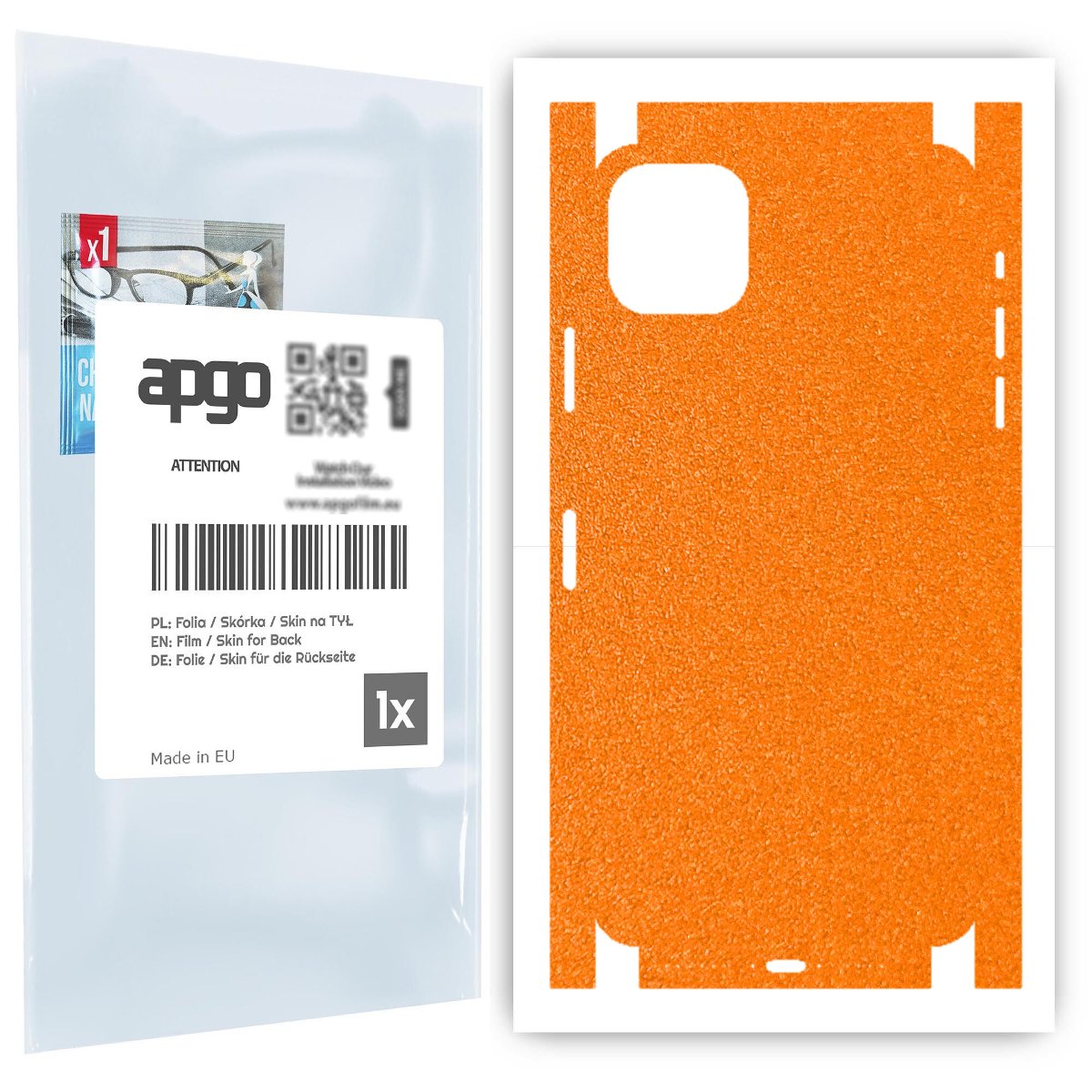 Folia naklejka skórka strukturalna na TYŁ+BOKI do Apple iPhone 11 Pro Max -  Pomarańczowy Pastel Matowy Chropowaty Baranek - apgo SKINS