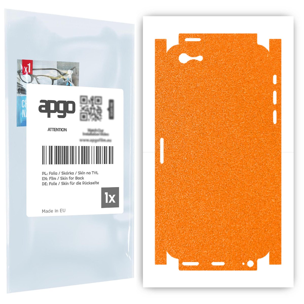 Folia naklejka skórka strukturalna na TYŁ+BOKI do Apple iPhone 5s -  Pomarańczowy Pastel Matowy Chropowaty Baranek - apgo SKINS