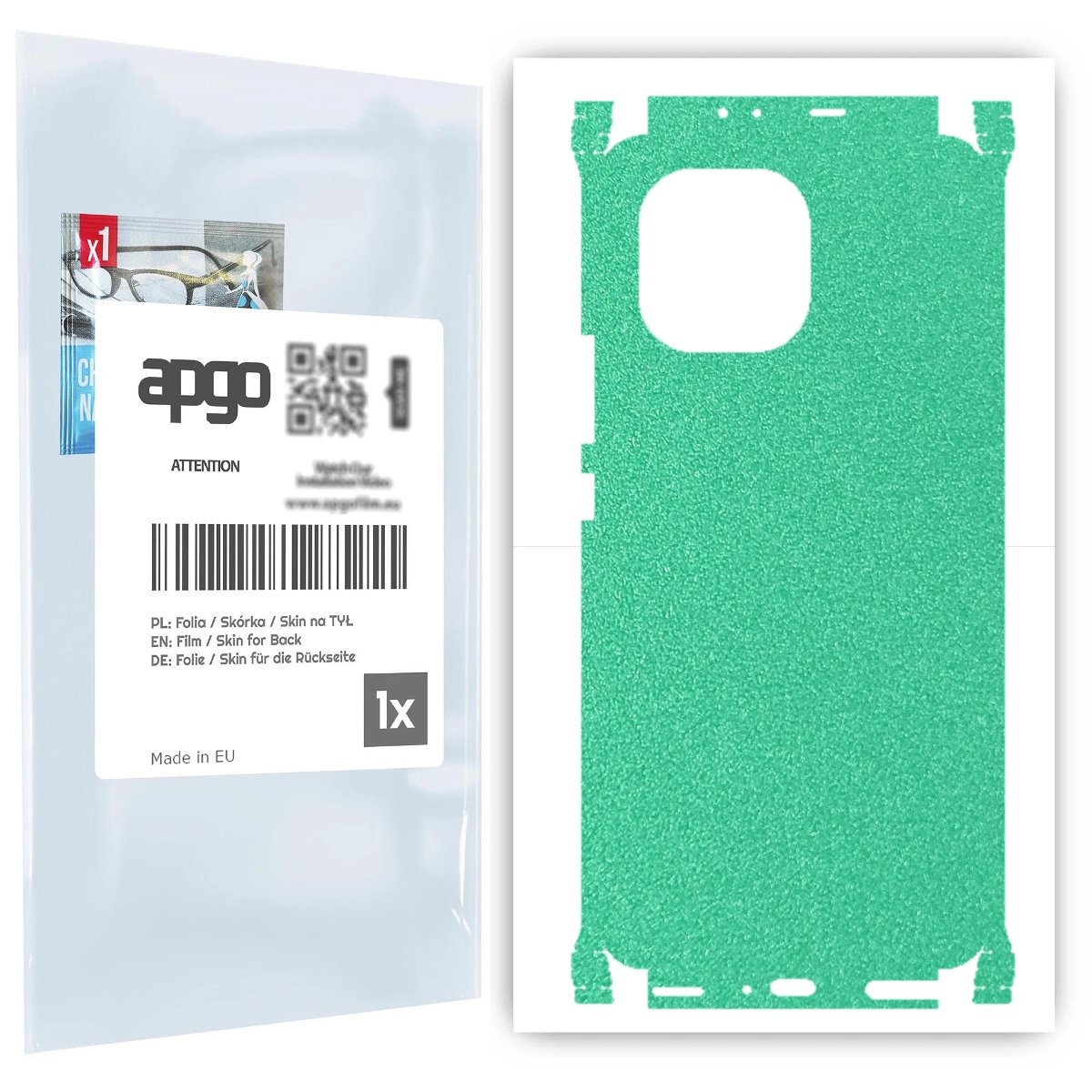 Folia naklejka skórka strukturalna na TYŁ+BOKI do Xiaomi Mi 11 -  Seledynowy Pastel Matowy Chropowaty Baranek - apgo SKINS