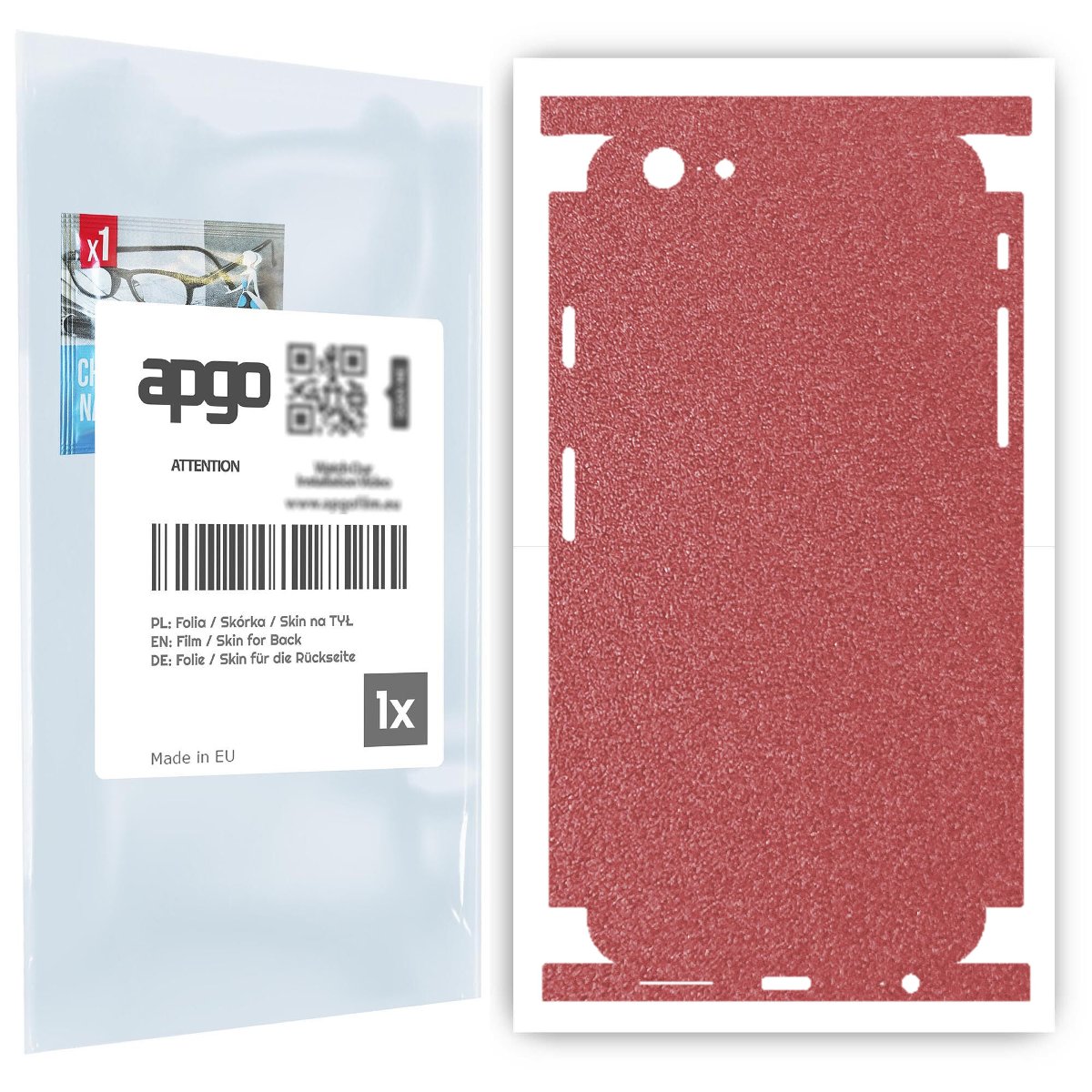 Folia naklejka skórka strukturalna na TYŁ+BOKI do Apple iPhone 6 -  Różowy Pastel Matowy Chropowaty Baranek - apgo SKINS