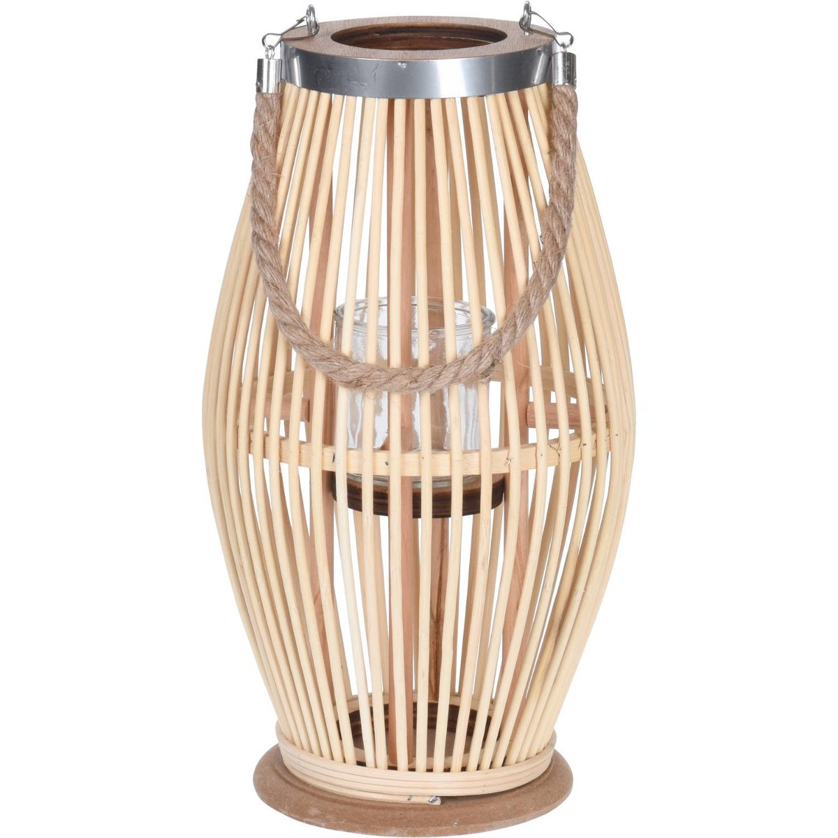 Lampion bambusowy ze sznurem 21 x 38 cm beżowy 435000400
