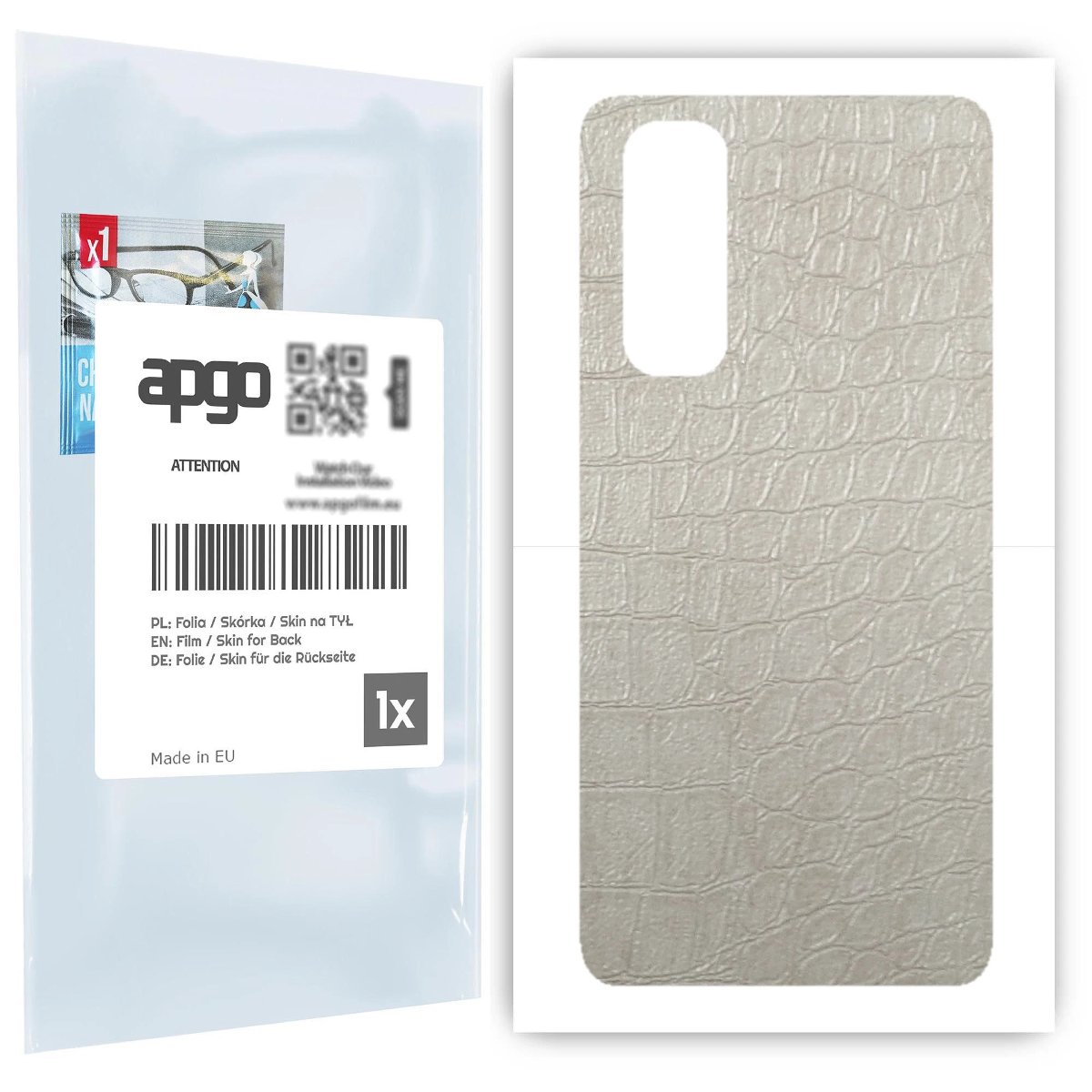 Folia naklejka skórka strukturalna na TYŁ do Oppo Reno4 Pro -  Skóra Krokodyla Biała - apgo SKINS
