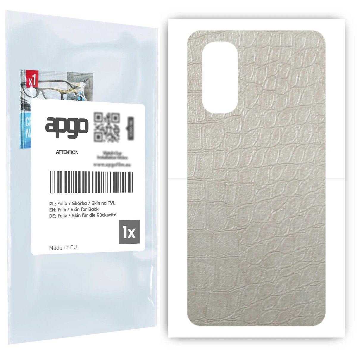 Folia naklejka skórka strukturalna na TYŁ do Oppo Reno4 Pro 5G -  Skóra Krokodyla Biała - apgo SKINS