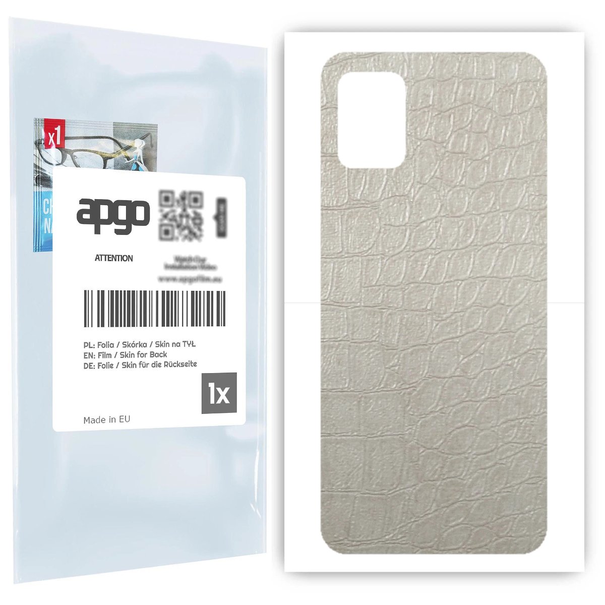 Folia naklejka skórka strukturalna na TYŁ do Samsung Galaxy A31 -  Skóra Krokodyla Biała - apgo SKINS