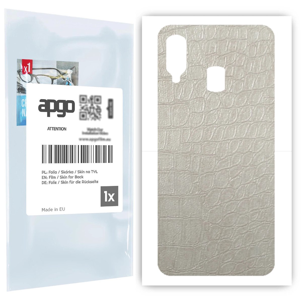 Folia naklejka skórka strukturalna na TYŁ do Samsung Galaxy A40 -  Skóra Krokodyla Biała - apgo SKINS