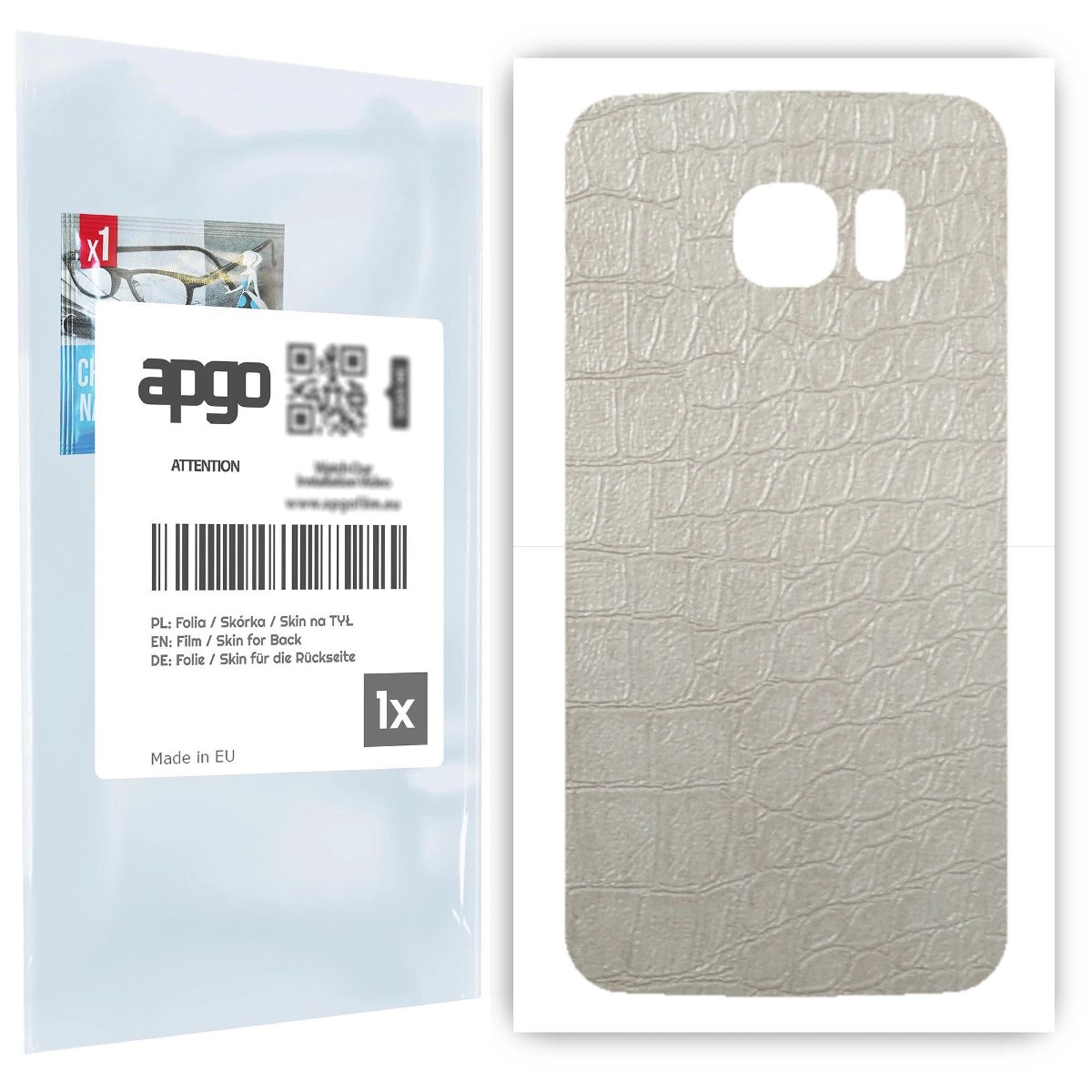 Folia naklejka skórka strukturalna na TYŁ do Samsung Galaxy S6 Edge SM-G925F -  Skóra Krokodyla Biała - apgo SKINS