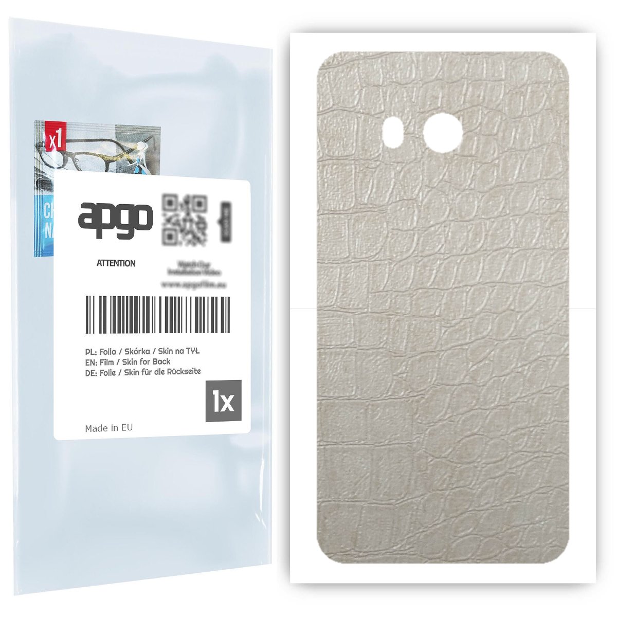 Folia naklejka skórka strukturalna na TYŁ do HTC U11 -  Skóra Krokodyla Biała - apgo SKINS