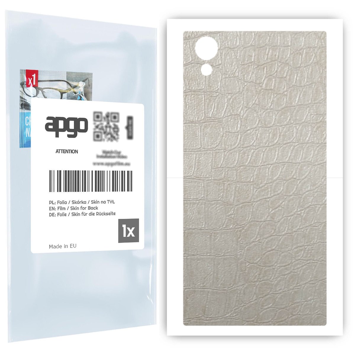 Folia naklejka skórka strukturalna na TYŁ do Sony Xperia XA1 Plus -  Skóra Krokodyla Biała - apgo SKINS