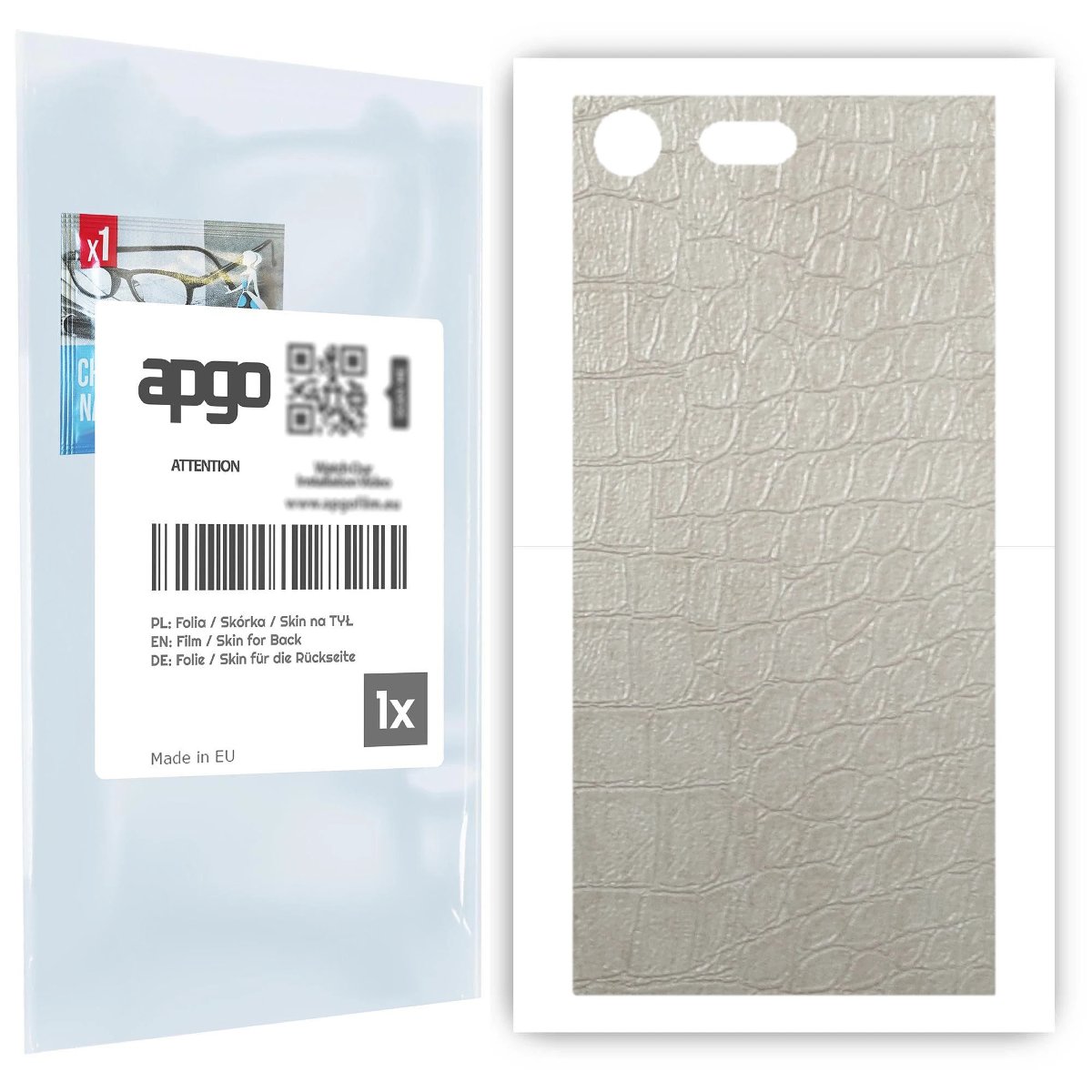 Folia naklejka skórka strukturalna na TYŁ do Sony Xperia XZ Premium -  Skóra Krokodyla Biała - apgo SKINS