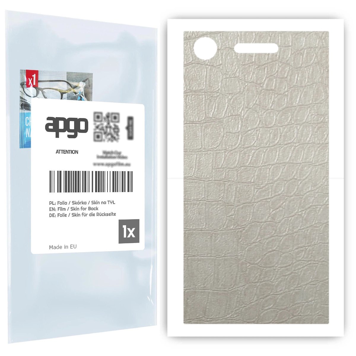 Folia naklejka skórka strukturalna na TYŁ do Sony Xperia XZ1 -  Skóra Krokodyla Biała - apgo SKINS