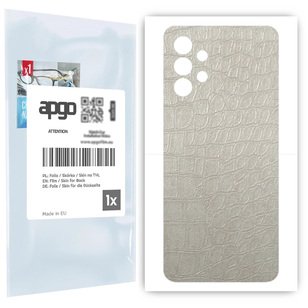 Folia naklejka skórka strukturalna na TYŁ do Samsung Galaxy A32 4G -  Skóra Krokodyla Biała - apgo SKINS