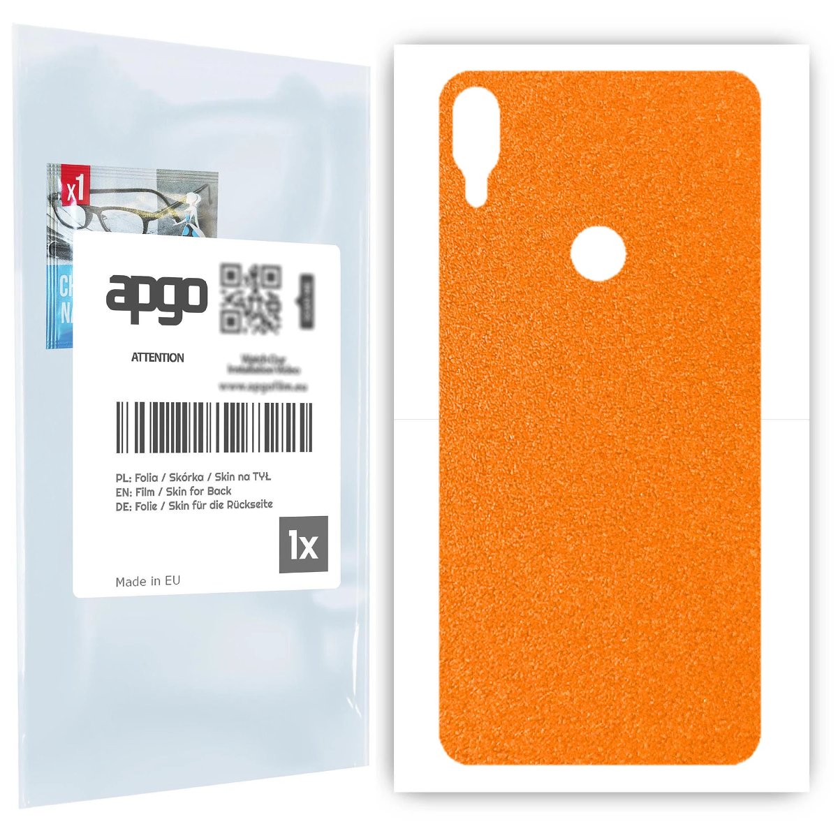 Folia naklejka skórka strukturalna na TYŁ do Asus Zenfone Max Pro (M1) ZB601KL/ZB602K -  Pomarańczowy Pastel Matowy Chropowaty Baranek - apgo SKINS