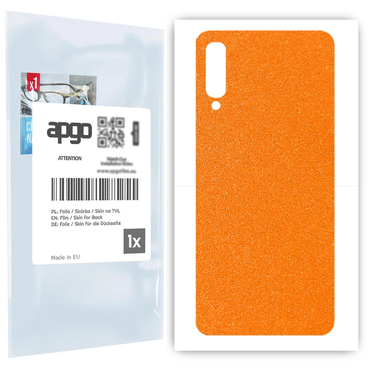 Folia naklejka skórka strukturalna na TYŁ do Samsung Galaxy A50 -  Pomarańczowy Pastel Matowy Chropowaty Baranek - apgo SKINS