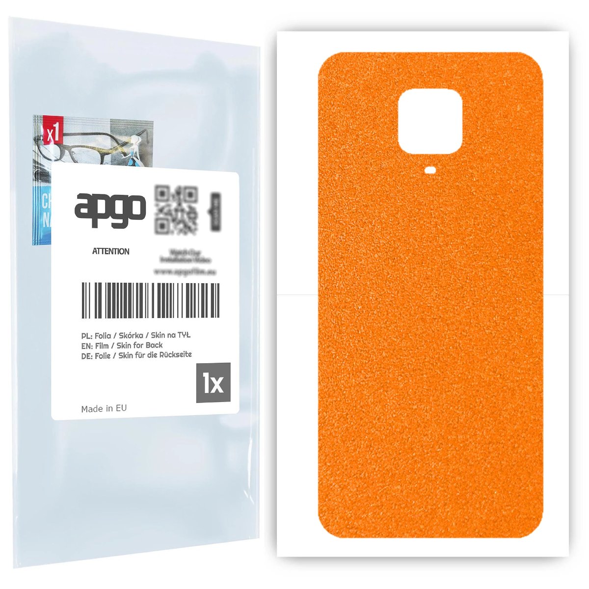 Folia naklejka skórka strukturalna na TYŁ do Xiaomi Redmi Note 9 Pro -  Pomarańczowy Pastel Matowy Chropowaty Baranek - apgo SKINS