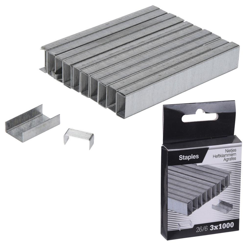 Writewell Zszywki metalowe biurowe srebrne do zszywacza 26/6 3000 sztuk