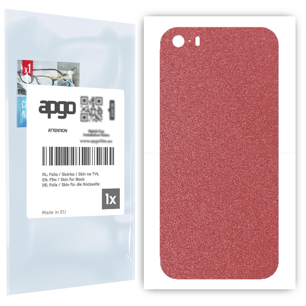 Folia naklejka skórka strukturalna na TYŁ do Apple iPhone SE (2016 pierwszy model) -  Różowy Pastel Matowy Chropowaty Baranek - apgo SKINS