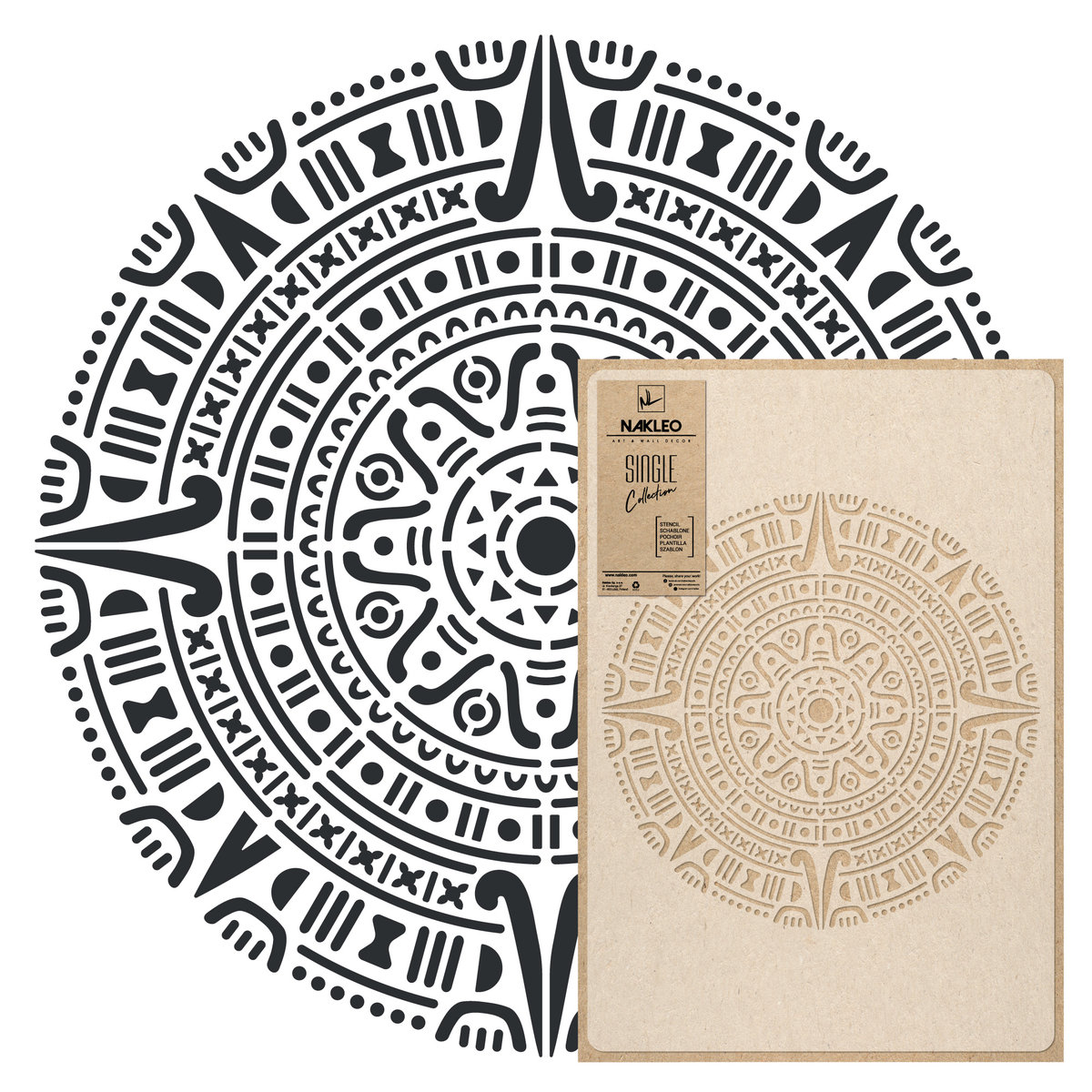 Nakleo szablon malarski wielokrotny // MANDALA AZTECA - SMALL (średnica 39cm)