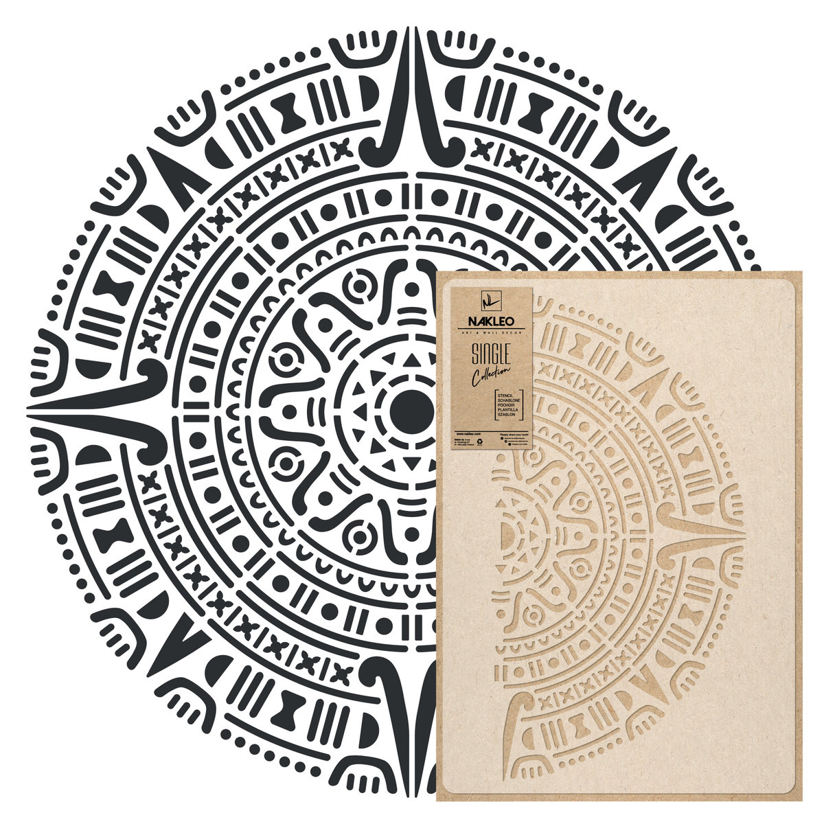 Nakleo szablon malarski wielokrotny // MANDALA AZTECA - LARGE (średnica 89cm)