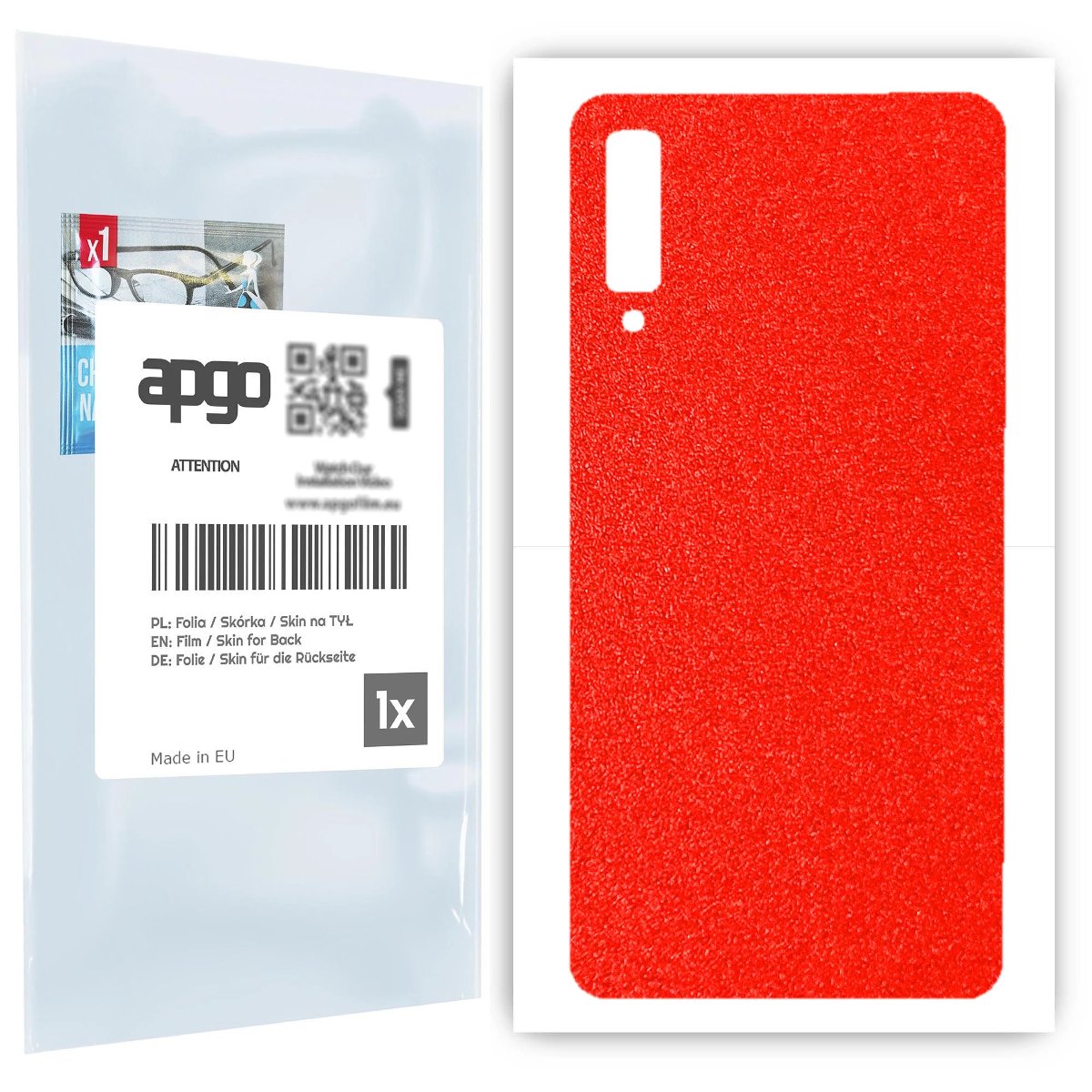 Folia naklejka skórka strukturalna na TYŁ do Samsung Galaxy A7 (2018) -  Czerwony Pastel Matowy Chropowaty Baranek - apgo SKINS