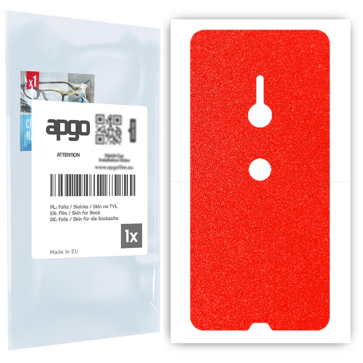 Folia naklejka skórka strukturalna na TYŁ do Sony Xperia XZ3 -  Czerwony Pastel Matowy Chropowaty Baranek - apgo SKINS