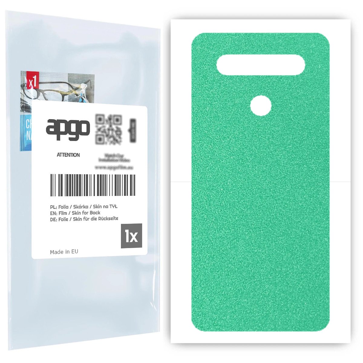 Folia naklejka skórka strukturalna na TYŁ do LG K51S -  Seledynowy Pastel Matowy Chropowaty Baranek - apgo SKINS