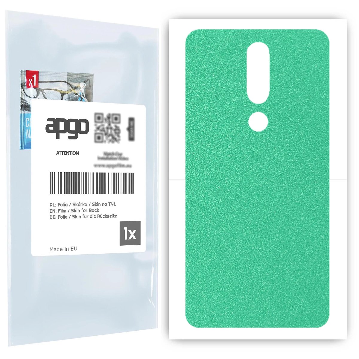 Folia naklejka skórka strukturalna na TYŁ do Nokia 5.1 Plus (Nokia X5) -  Seledynowy Pastel Matowy Chropowaty Baranek - apgo SKINS