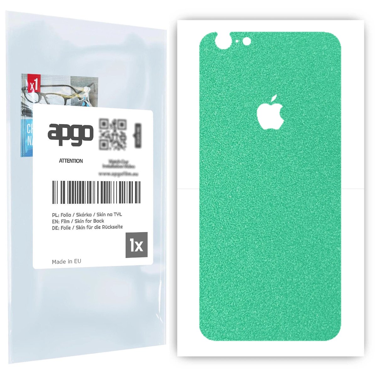 Folia naklejka skórka strukturalna na TYŁ do Apple iPhone 6 -  Seledynowy Pastel Matowy Chropowaty Baranek - apgo SKINS