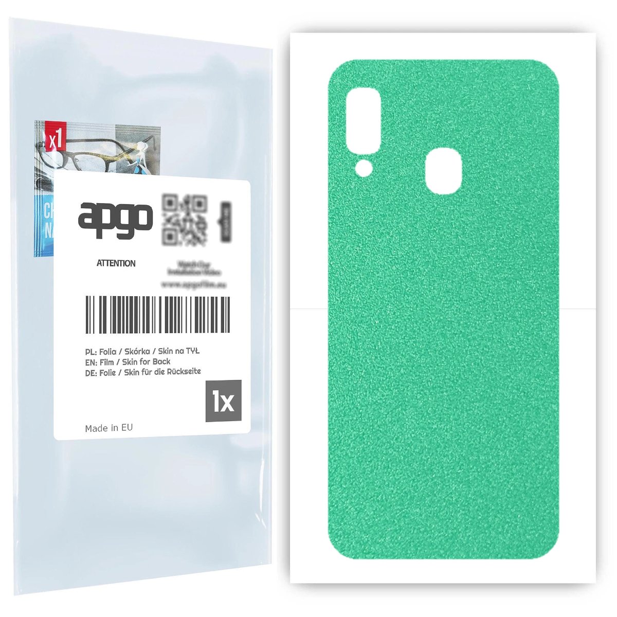 Folia naklejka skórka strukturalna na TYŁ do Samsung Galaxy A20e -  Seledynowy Pastel Matowy Chropowaty Baranek - apgo SKINS