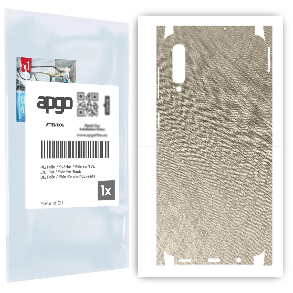 Folia naklejka skórka strukturalna na TYŁ+BOKI do Samsung Galaxy A50 -  Tytan Srebrny - apgo SKINS