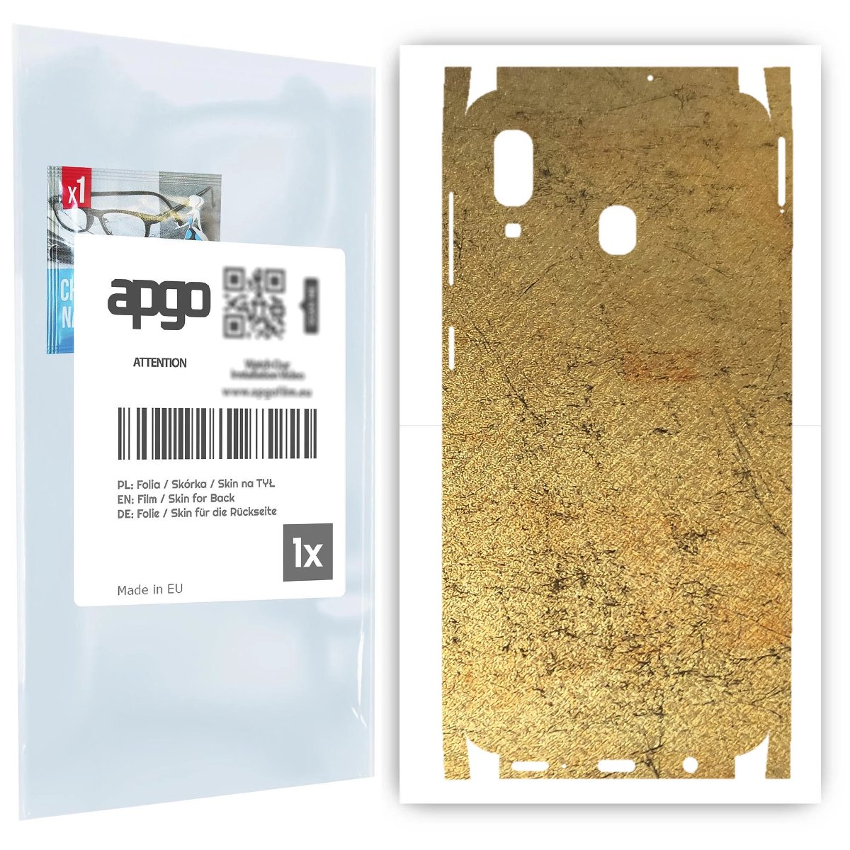 Folia naklejka skórka strukturalna na TYŁ+BOKI do Samsung Galaxy A20 -  Antyczne Złoto - apgo SKINS