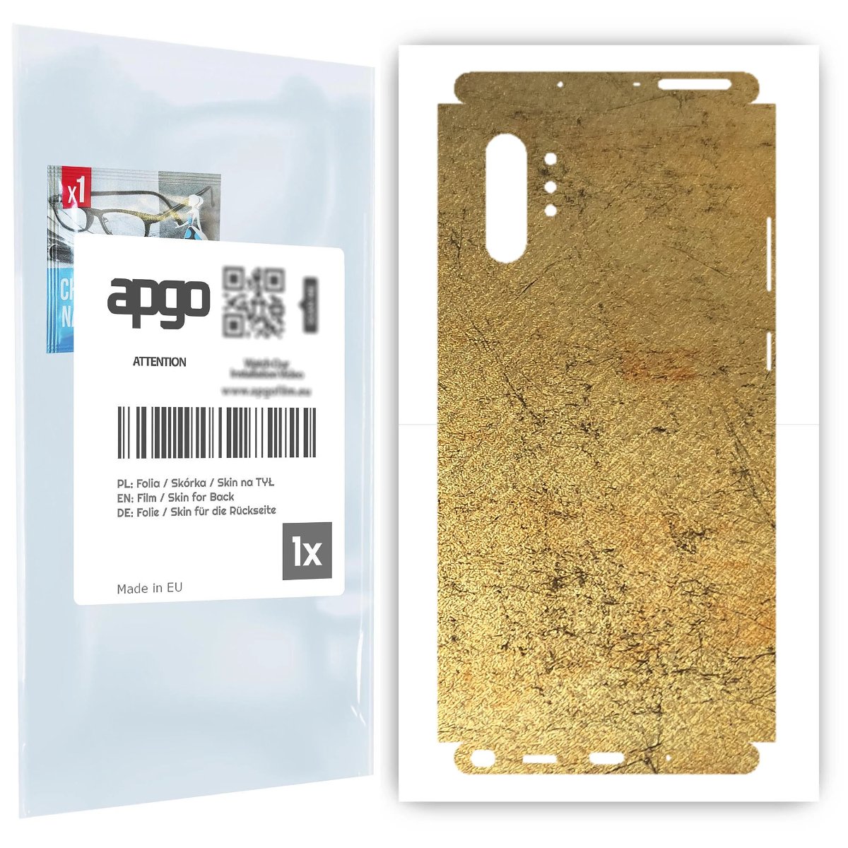 Folia naklejka skórka strukturalna na TYŁ+BOKI do Samsung Galaxy Note 10+ -  Antyczne Złoto - apgo SKINS
