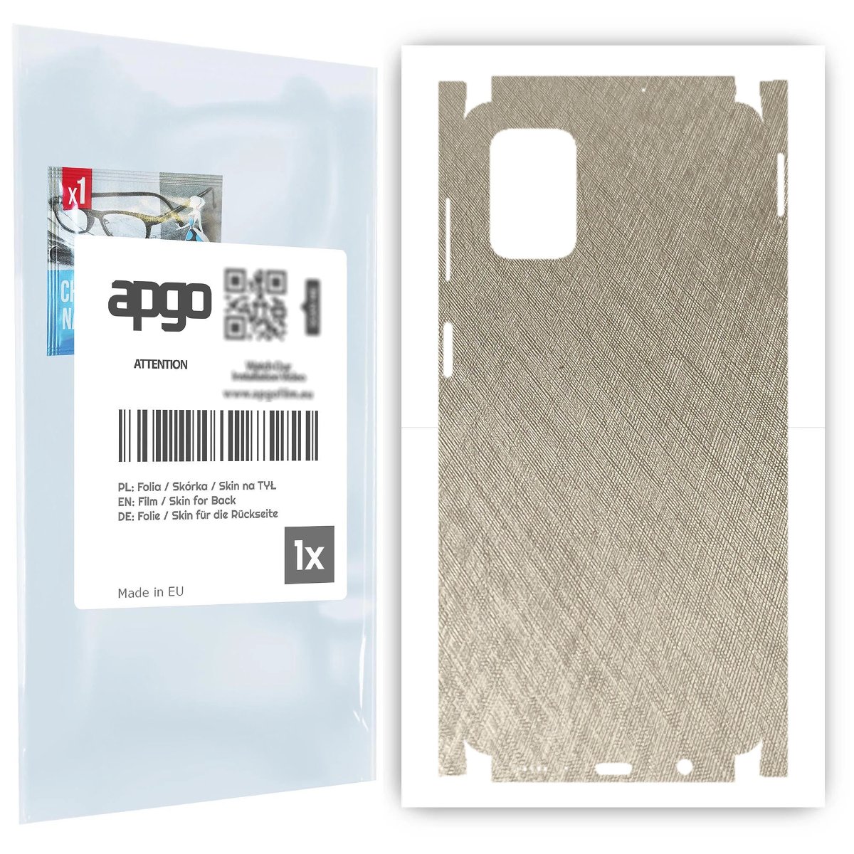 Folia naklejka skórka strukturalna na TYŁ+BOKI do Samsung Galaxy M51 -  Tytan Srebrny - apgo SKINS