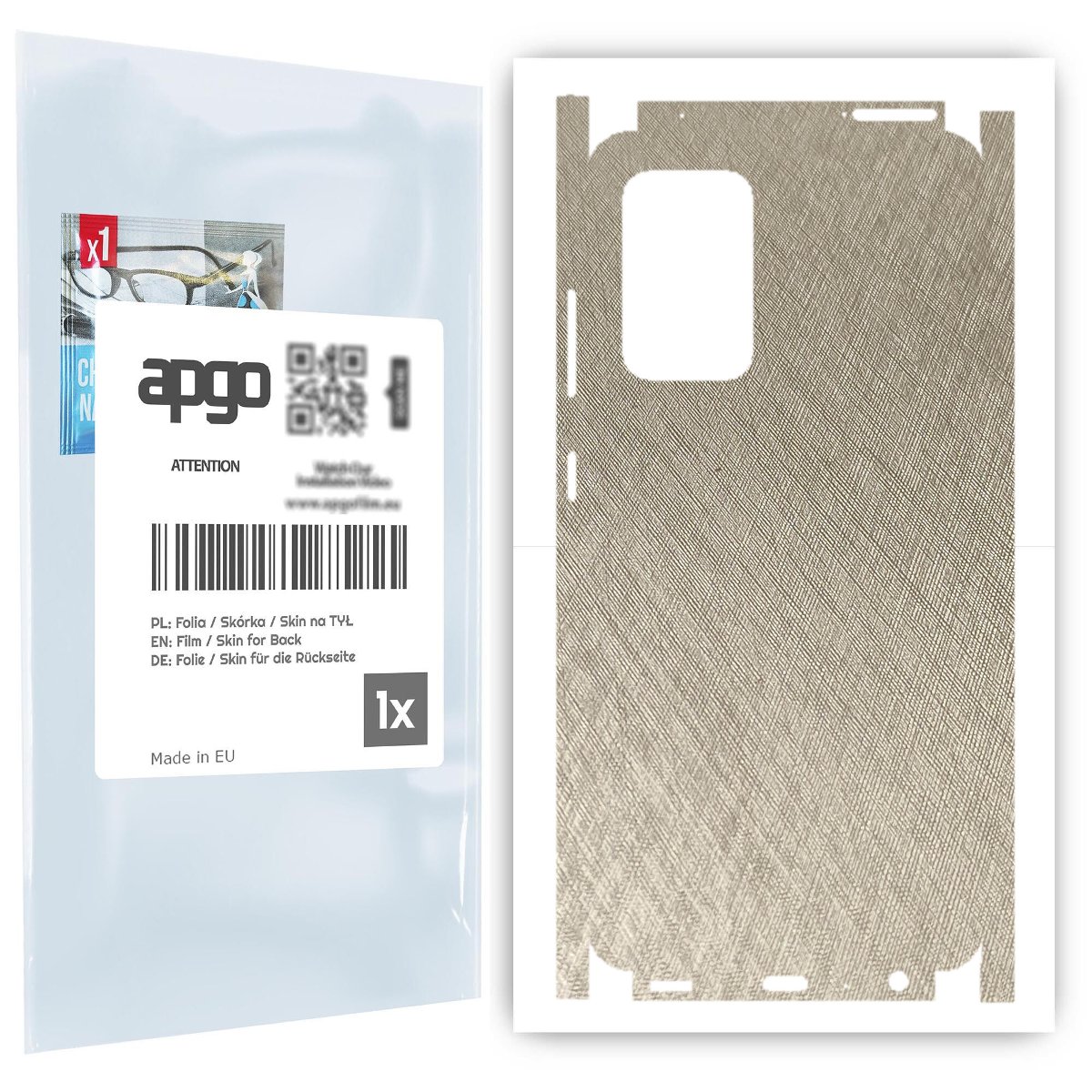 Folia naklejka skórka strukturalna na TYŁ+BOKI do Samsung Galaxy A52 4G -  Tytan Srebrny - apgo SKINS