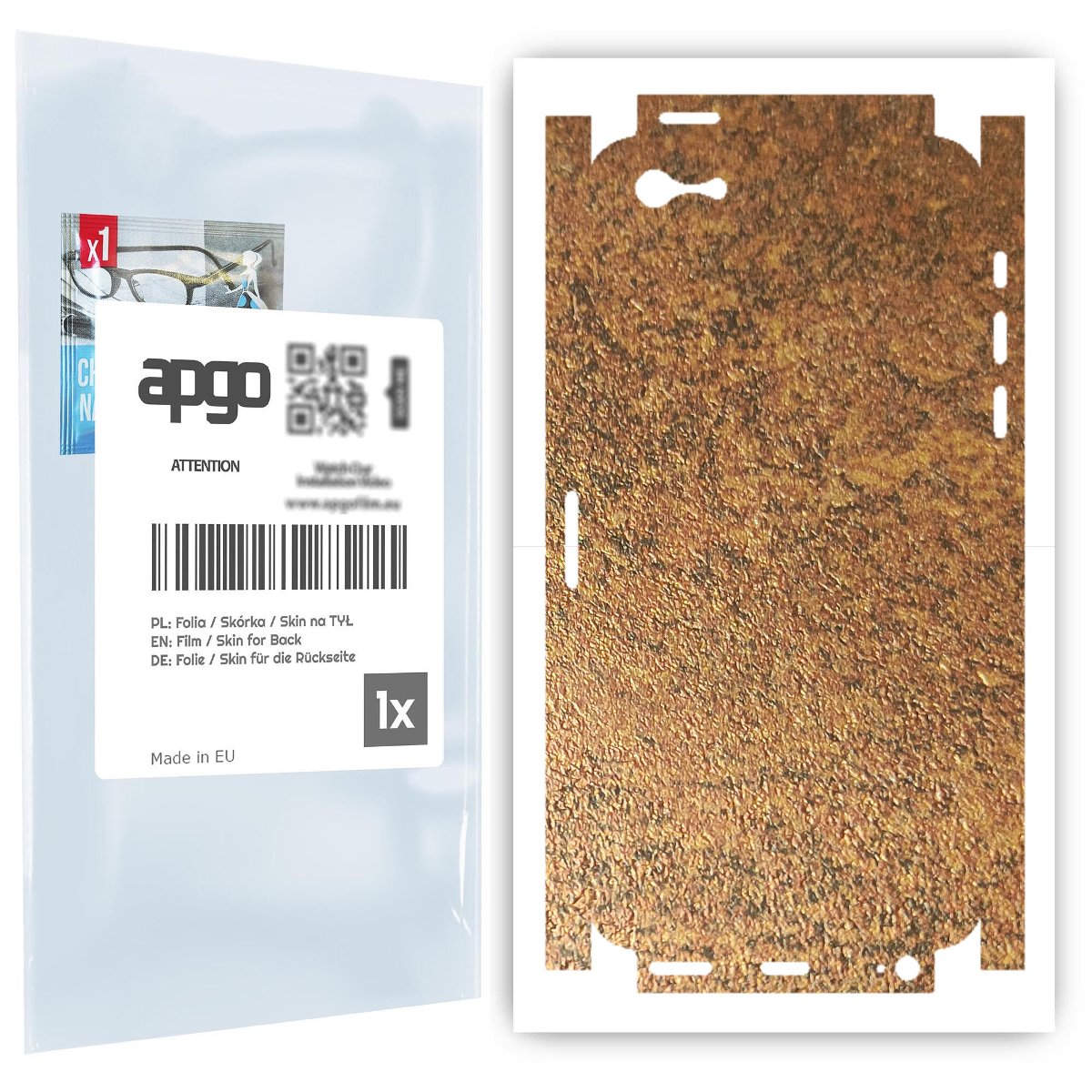 Folia naklejka skórka strukturalna na TYŁ+BOKI do Apple iPhone 5 -  Zardzewiała Miedź - apgo SKINS