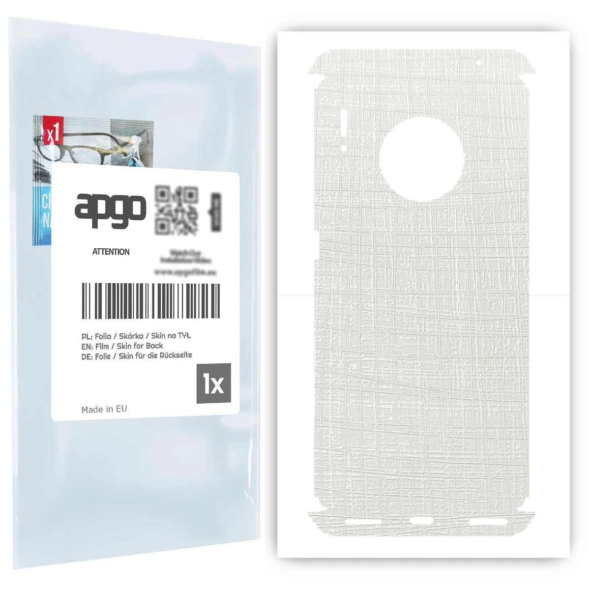 Folia naklejka skórka strukturalna na TYŁ+BOKI do Huawei Mate 30 Pro 5G -  Tkanina Biała - apgo SKINS