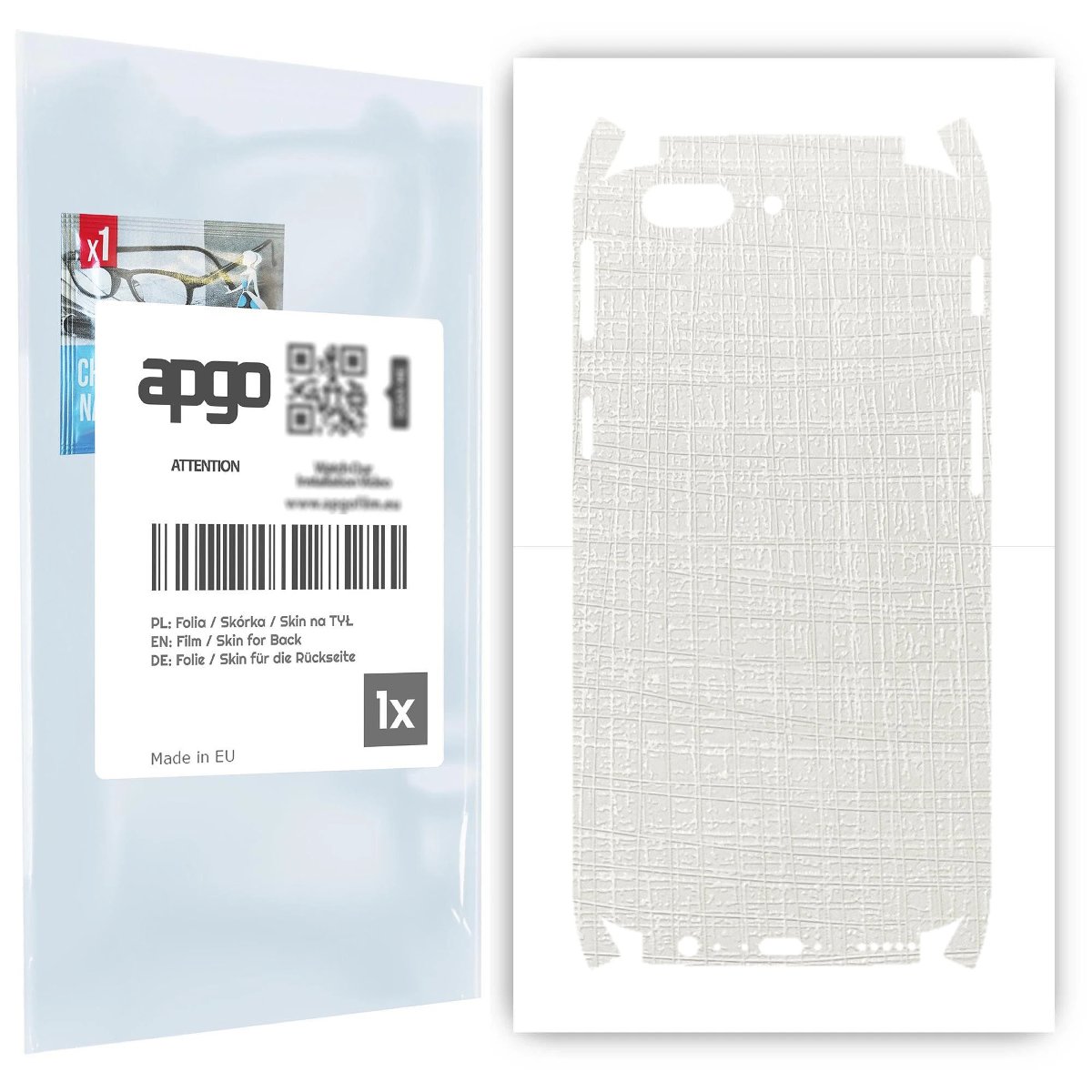 Folia naklejka skórka strukturalna na TYŁ+BOKI do OnePlus 5 -  Tkanina Biała - apgo SKINS