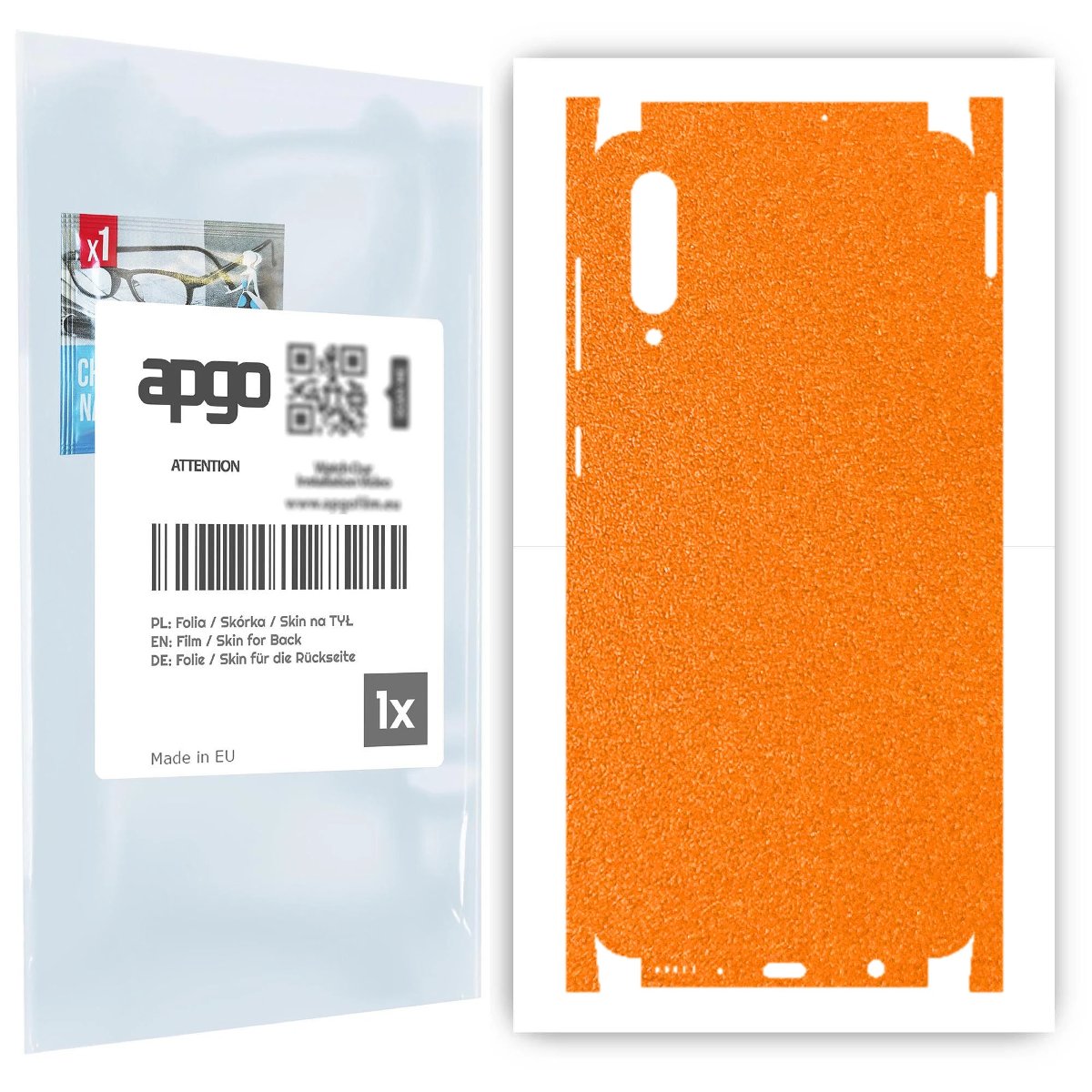 Folia naklejka skórka strukturalna na TYŁ+BOKI do Samsung Galaxy A30s -  Pomarańczowy Pastel Matowy Chropowaty Baranek - apgo SKINS