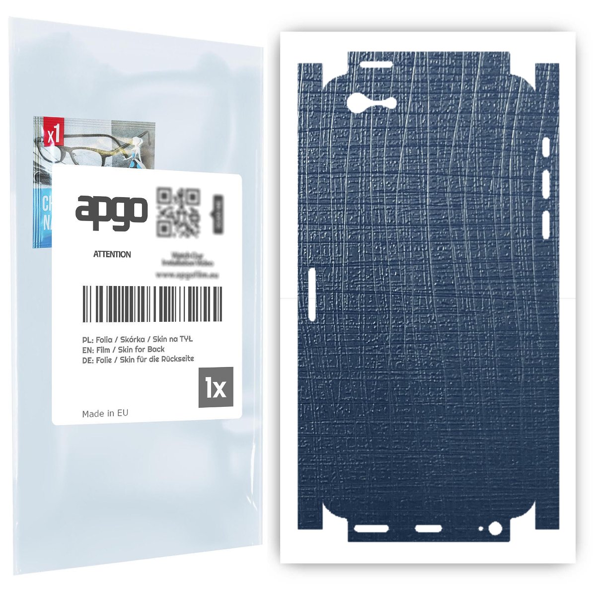 Folia naklejka skórka strukturalna na TYŁ+BOKI do Apple iPhone 5 -  Tkanina Granatowa - apgo SKINS
