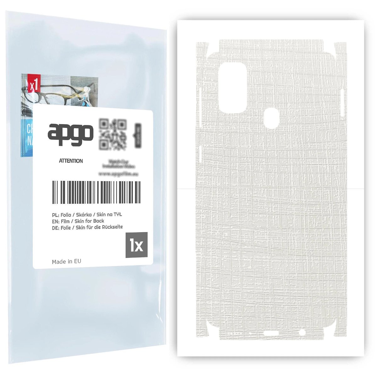 Folia naklejka skórka strukturalna na TYŁ+BOKI do Samsung Galaxy M21 -  Tkanina Biała - apgo SKINS