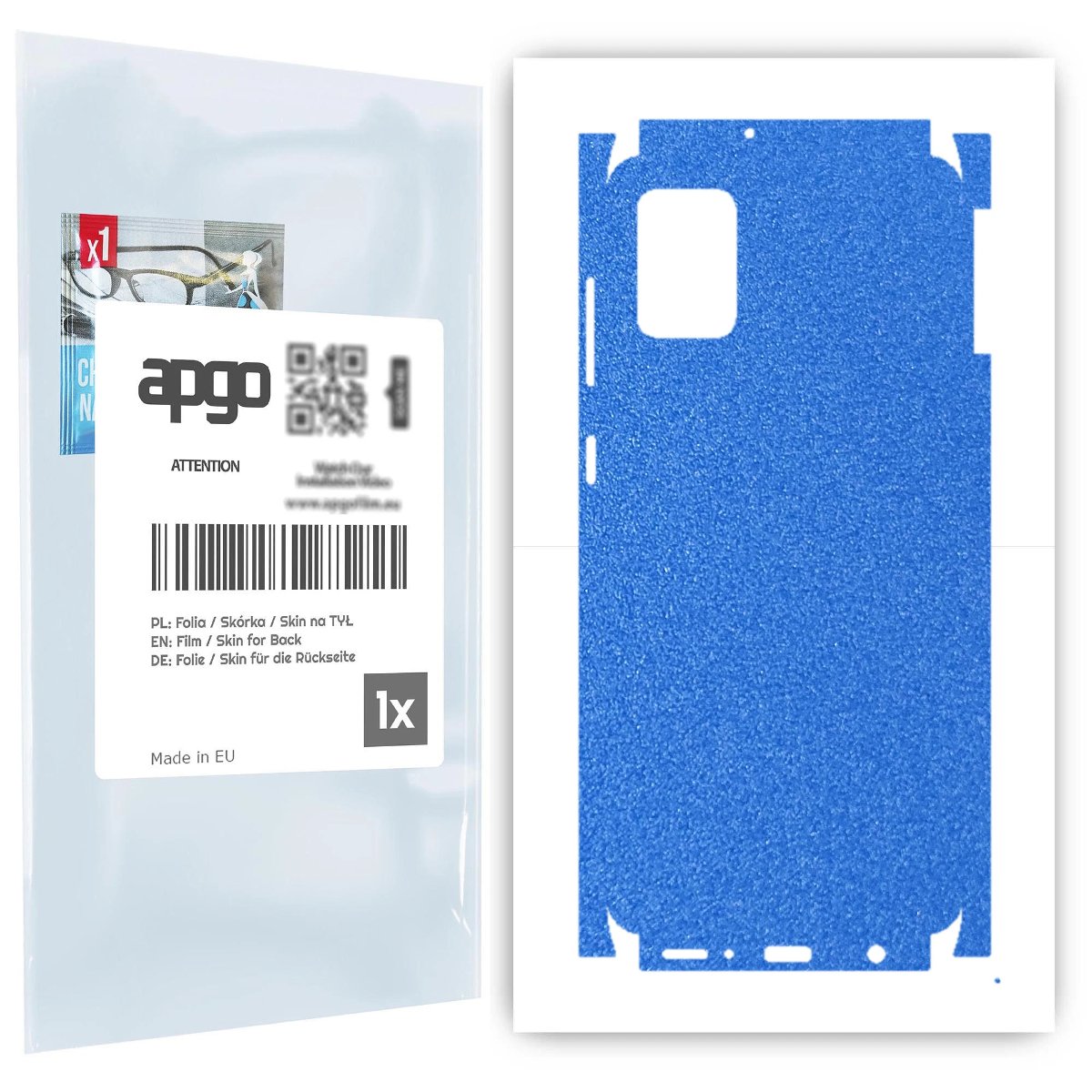 Folia naklejka skórka strukturalna na TYŁ+BOKI do Samsung Galaxy A31 -  Niebieski Pastel Matowy Chropowaty Baranek - apgo SKINS