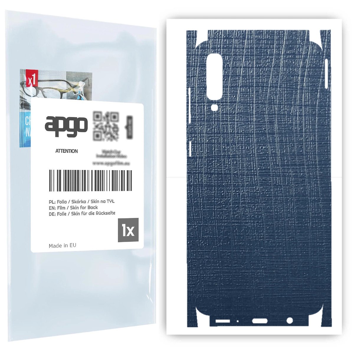 Folia naklejka skórka strukturalna na TYŁ+BOKI do Samsung Galaxy A70 -  Tkanina Granatowa - apgo SKINS